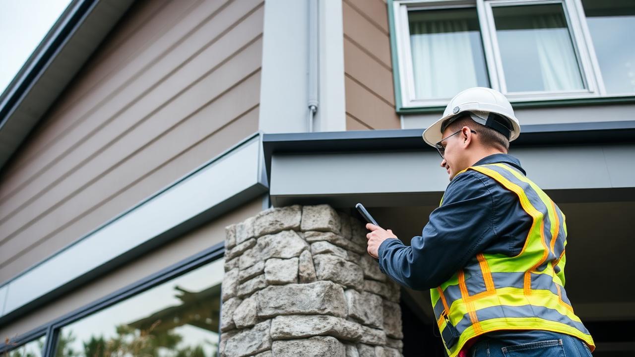 Inspector examining a Bellevue building for hidden structural issues