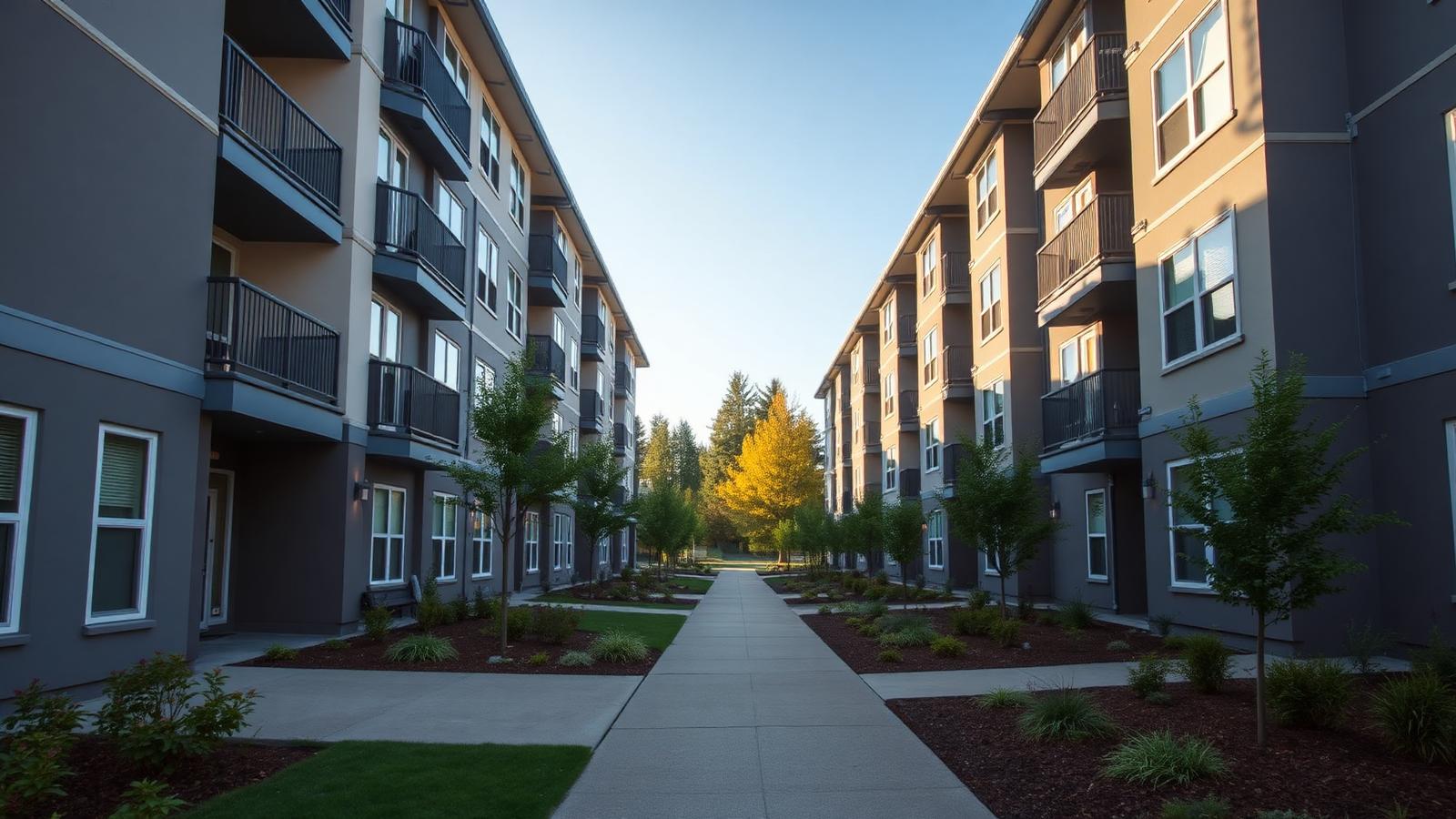 Well-maintained Bellevue condominium community with landscaped common areas