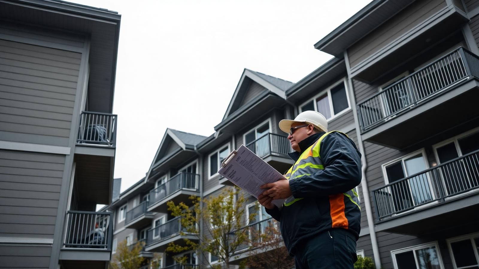 Independent inspector evaluating a Tacoma condominium building